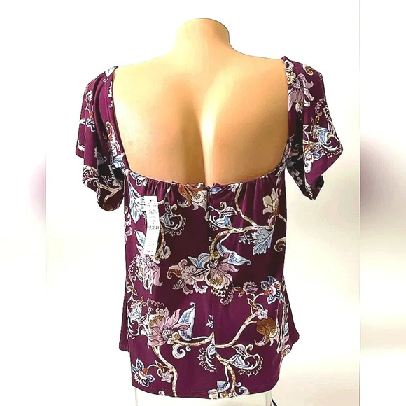 BRAND NEW WHITE HOUSE BLACK MARKET FLORAL MULTI WAYS TO WEAR BLOUSE SIZE 2 - Picture 4 of 12